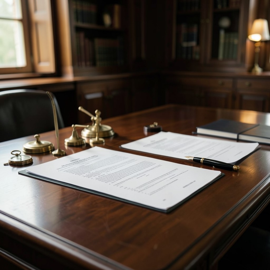Cabinet juridique avec instruments de précision et documents de droit du travail